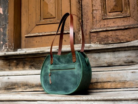 Leather bag Basia color green