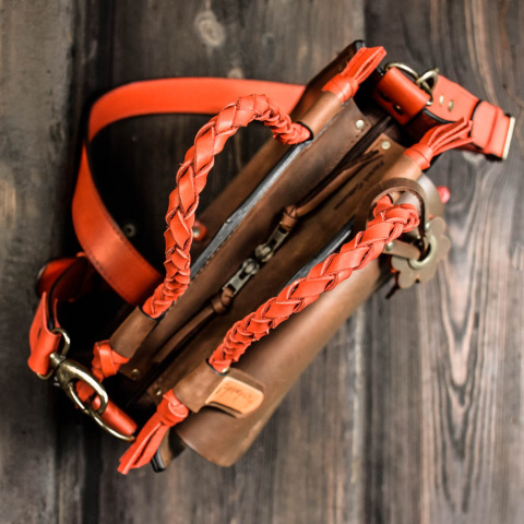 Torebka skórzana Elaine kolor brązowy i czerwony