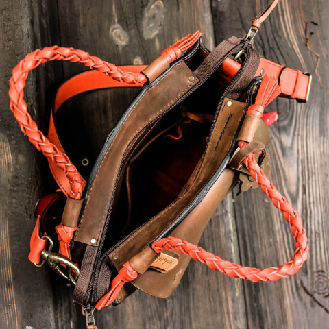 Torebka skórzana Elaine kolor brązowy i czerwony