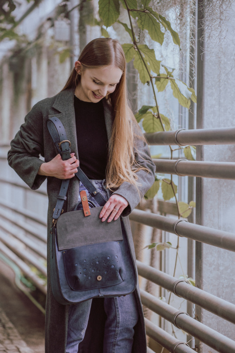 Leather bag Elaine color navy blue Leather bag Elaine color navy blue
