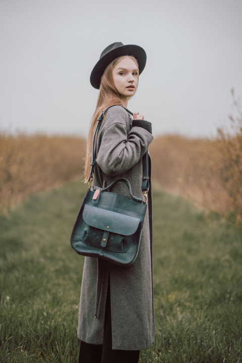 Leather bag Elaine color navy blue Leather bag Elaine color navy blue