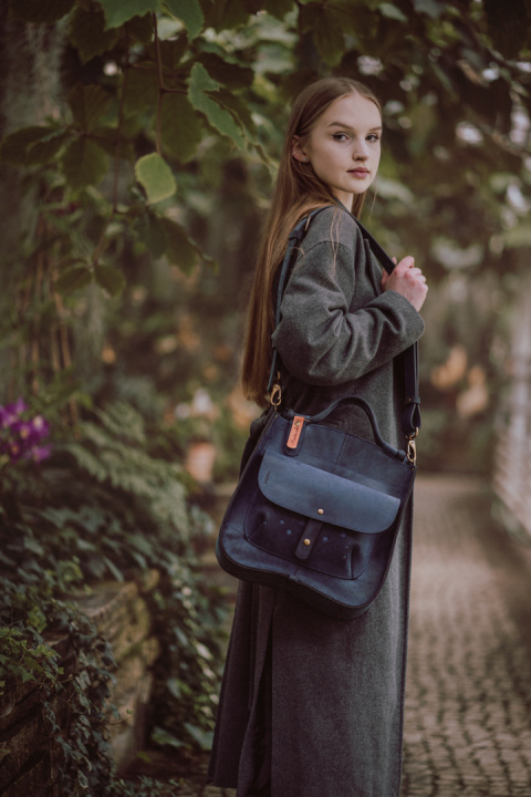 Leather bag Elaine color navy blue Leather bag Elaine color navy blue
