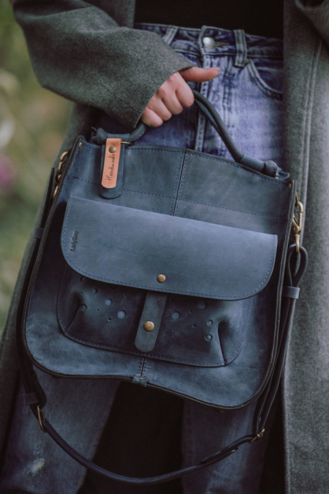 Leather bag Elaine color navy blue Leather bag Elaine color navy blue
