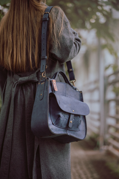 Leather bag Elaine color navy blue Leather bag Elaine color navy blue