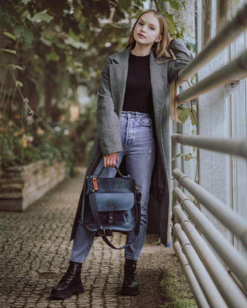Leather bag Elaine color navy blue Leather bag Elaine color navy blue