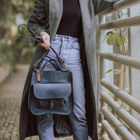 Leather bag Elaine color navy blue Leather bag Elaine color navy blue