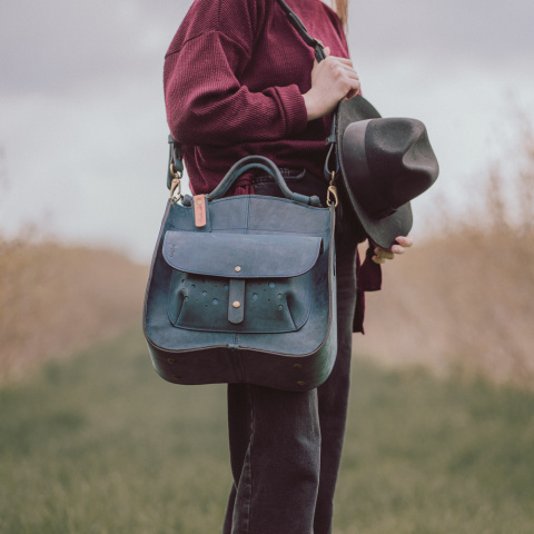 Leather bag Elaine color navy blue Leather bag Elaine color navy blue