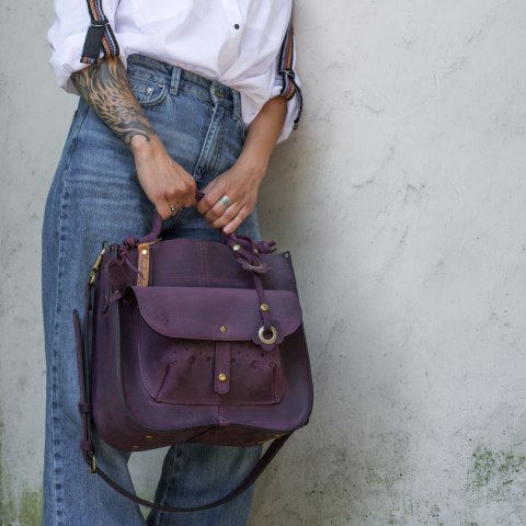 Leather bag Elaine color plum