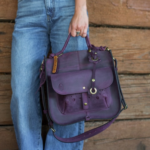 Leather bag Elaine color plum