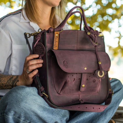 Leather bag Elaine color plum