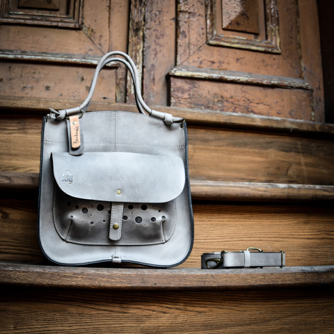 Leather bag Elaine color grey Leather bag Elaine color grey