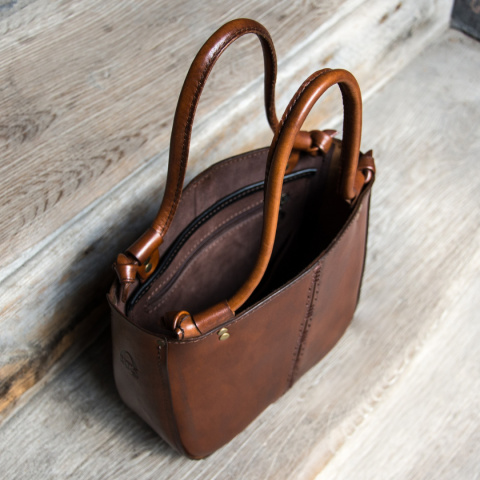 Torebka skórzana Elaine minimalistyczna kolor brązowy